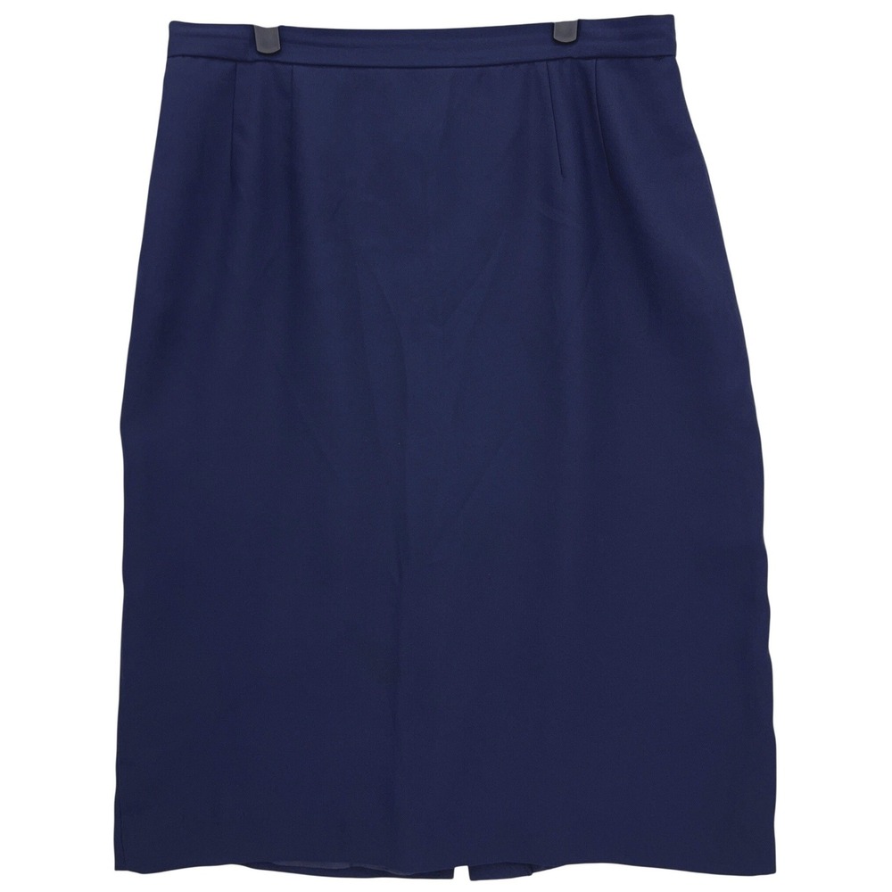 Leslie Fay Navy Pencil Skirt 16 Vintage High Waist Knee Length Career Lined